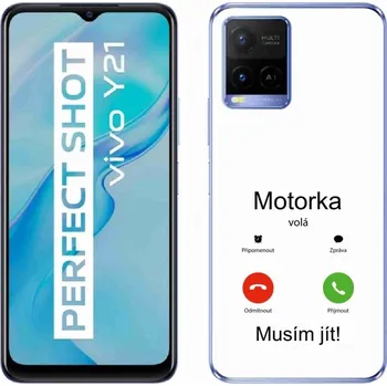 Pouzdro na mobilní telefon Gelový kryt mmCase na Vivo Y21/Y21s/Y33s - motorka volá bílé pozadí