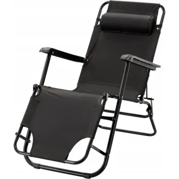 Zahradní lehátko Garden Line Skládací zahradní lehátko s opěrkou, černé | Garden Line