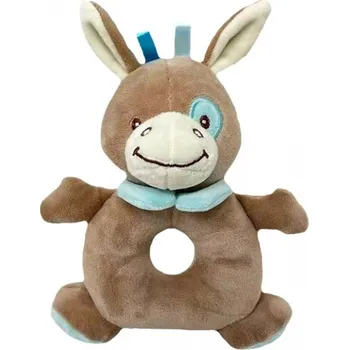 Hračka pro kojence Plyšové chrastítko Oslík - hnědé, 18 cm