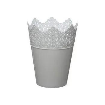 Květináč AbLine Plastový obal na květináč Korunka 16,5x22 cm stříbrný
