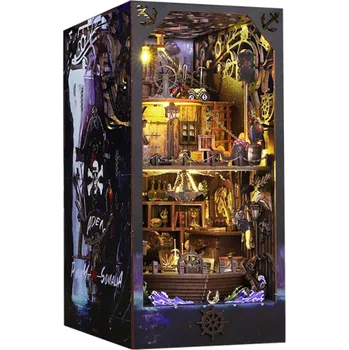 Dřevěná hračka Domeček pro panenky 11,5 x 18 x 24,5 cm DIY 3D dřevěný model s LED světlem Nábytek Miniaturní dům Stavebnice Ruční výroba Dekorace