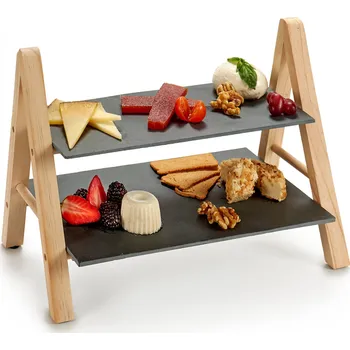 Kinvara Dvoupatrový břidlicový etažér MONOLIT, 26 x 38 cm