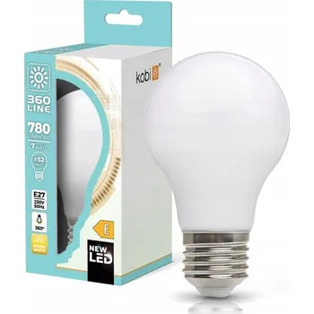 Žárovka LED žárovka baňka E27 7W teplá bílá 3000K 780lm mléčná 360° A60 KOBI