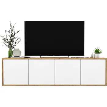 Komoda Závěsná skříňka komoda RTV wotan bílá MAT 150 cm