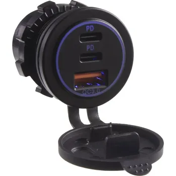 USB QC3.0 + 2xUSB-C zásuvka 12/24V