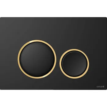 Splachovací tlačítko CERSANIT WC ovládací tlačítko LUNA černá matná, zlatý lesklý kroužek K97-0632