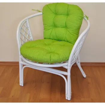 Axin Trading s.r.o. Ratanové křeslo Bahama bílé polstr světle zelený melír