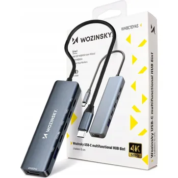 USB hub USB-C HUB 6v1 WOZINSKY ADAPTÉR ROZBOČOVAČ HLINÍKOVÝ USB-A HDMI KABEL 25cm