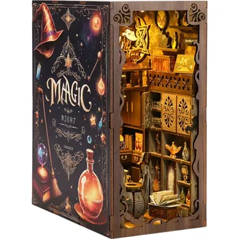 Dřevěná hračka Domeček pro panenky 11 x 18 x 23 cm DIY 3D dřevěná stavebnice s LED světlem a nábytkem Miniaturní dům Dekorace Ruční montáž