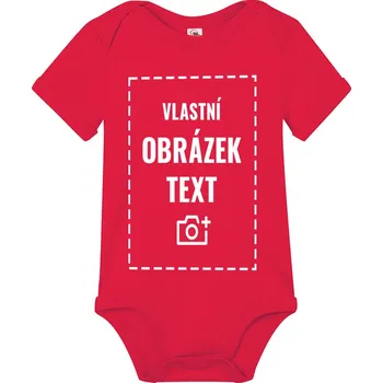 Kojenecký body Dětské body s krátkým rukávem a vlastním potiskem, Barva Červená, Velikost 12–18m, Canvas Dětské body s krátkým rukávem