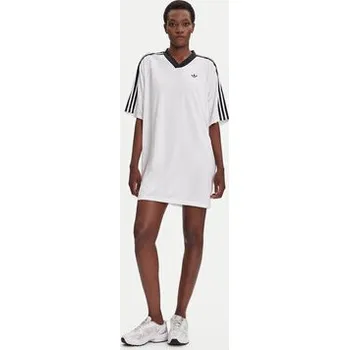 Dámské šaty adidas Každodenní šaty adicolor Football Jacquard KB8153 Bílá Oversize S