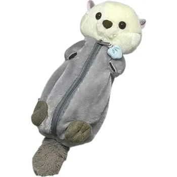 Penál Plyšový penál s mořskou vydrou 20x10 cm Roztomilá plyšová panenka Kawaii školní pouzdro Vysoce kvalitní pouzdro na psací potřeby