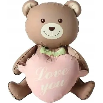 Balónek Fóliový balónek Medvídek se srdíčkem 105 cm Narozeniny Valentýn