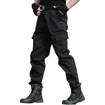 Pánské kalhoty Černé vojenské taktické Cargo kalhoty pánské s kapsami Pracovní kalhoty odolné do terénu Outdoor kapsáče pro každodenní použití XXS