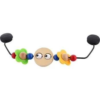 Létající drak Dřevěná hrazdička na lehátko s květinami a očima 30,5 x 18 cm Barevná interaktivní hračka na madla lehátka pro miminka