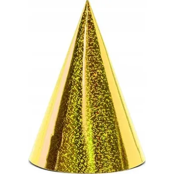 Pokrývka hlavy Holografické Party Deco klobouky 10 cm zlaté 6 kusů