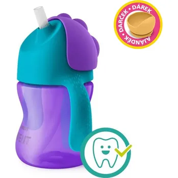 dětská jídelní sada PHILIPS AVENT hrneček s ohebným brčkem 200 ml dívka+dárek PETITE&MARS Miska 6m+