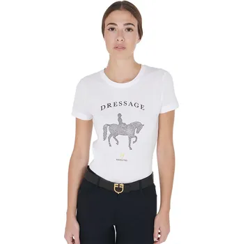 Dámské tričko EQUESTRO Triko Dressage Diamonds EQUESTRO, dámské, bílé L