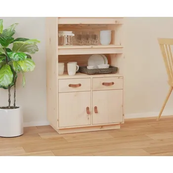 Příborník do zásuvky vidaXL Skříň highboard 67 x 40 x 108,5 cm masivní borové dřevo [820158] Barva: Přírodní