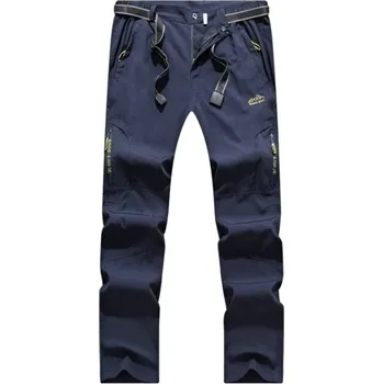 Pánské kalhoty Letní pánské rychleschnoucí turistické kalhoty Strečové nepromokavé taktické kalhoty s kapsami na zip Lehká outdoorová výbava tmavě modrá S