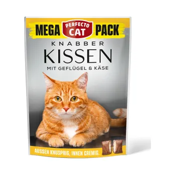Pamlsek pro kočku Perfecto Cat polštářky Mega 150g drůbež