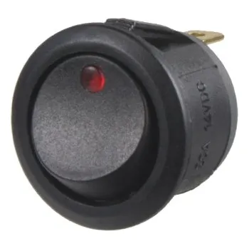 vypínač Spínač kolébkový kulatý 20A červená LED - 47035A