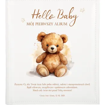 Fotoalbum Velké album na fotografie dítěte 50 listů ecru Váš potisk Metrika Narození Miminka Baby Shower