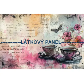 Látkový panel - Zátiší se šálkem - VI-81 Velikost: 30x20cm, Materiál: Bavlna