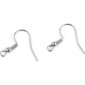 Afroháček s pružinkou a kuličkou z nerezové oceli stříbrná 20 ks