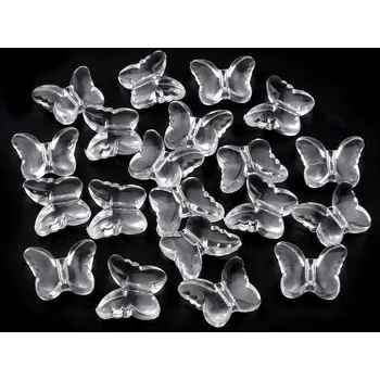 Plastové korálky motýl 15x18 mm transparent 20 ks