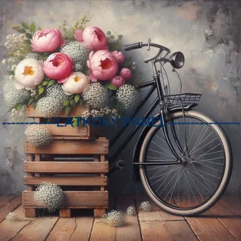 Látkový panel - Kolo s květy - VI-59 Velikost: 15x15cm, Materiál: Kočárkovina