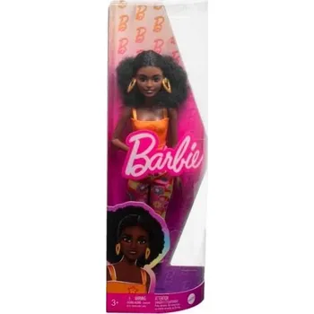 Mattel Barbie Fashionistass kudrnatými černými vlasy a doplňky s motivem květin HJR97
