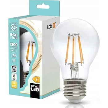 Žárovka LED žárovka baňka E27 10W 3000K 1200lm čirá COG Filament A60 KOBI