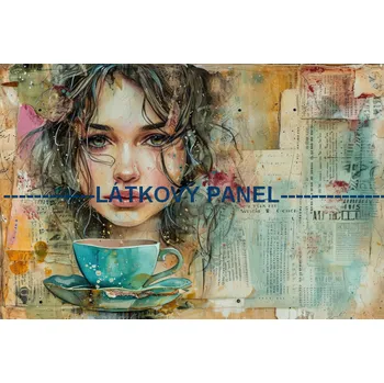 Látkový panel - Zátiší se šálkem - VI-83 Velikost: 20x13cm, Materiál: Bavlna