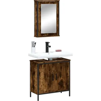 Koupelnový nábytek vidaXL 2dílný set koupelnového nábytku kompozitní dřevo [3214780] Barva: kouřový dub