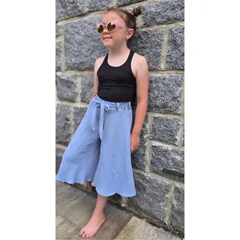 Dívčí sukně Kulišárny DÍVČÍ mušelínová kalhotová sukně POWDER BLUE VELIKOST: 98, DÉLKA: MINI- nad kolena