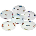 Talíř porcelánový mělký AUTA-MOTO, 21cm, mix dekorů