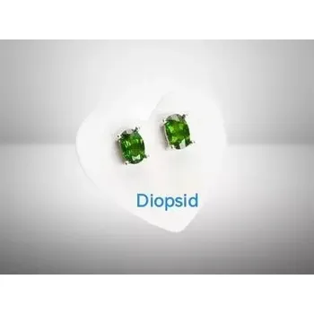 Šperk Diopsid 4 x 6 mm – elegantní náušnice z oceli s fazetovaným kamenem