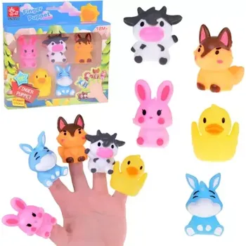 Figurka Pryžové loutky Zvířátka z farmy, 5 figurek