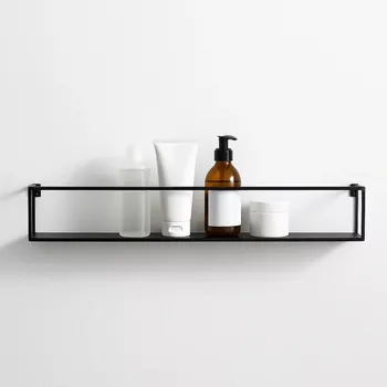 Věšák WOOOD Meert – Nástěnná police (Kovová, černá, 100 cm)