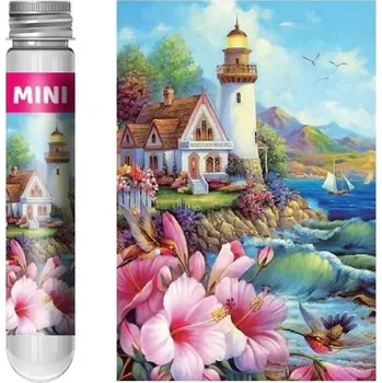 ostatní stavebnice Puzzle 150 dílků ve zkumavce 15 x 10 cm Vláček Sakura Maják a romantické městečko Vzdělávací hračka Relaxační skládačka pro děti i dospělé