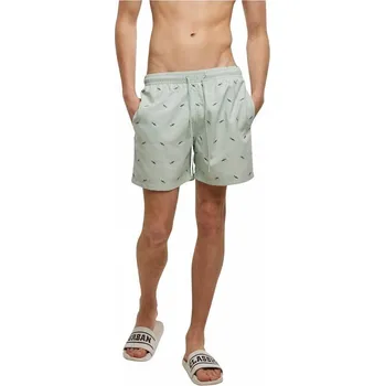 Pánské plavky Šmrncovní pánské plavky šortky s vyšíváním Urban Classics Barva: frotmint/vintageblue, Velikost: XXL
