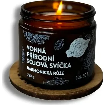 Svíčka Přírodní sójová vonná svíčka ve skle 220 g Harmonická růže PURE HARMONY