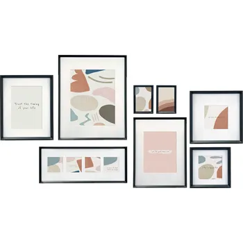 Giftdecor Nástěnné fotorámečky MURAL, 8 rámečků různých velikostí, černé