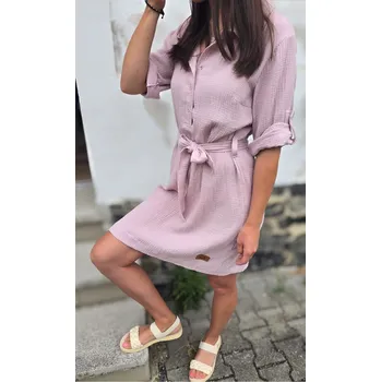 Dámské šaty Kulišárny Mušelínové košilové šaty POWDER VELIKOST: 36-38