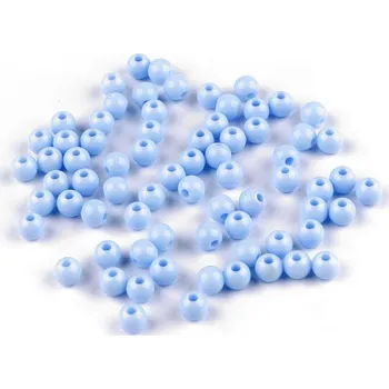 Plastové korálky Ø6 mm modrá světlá 10 g