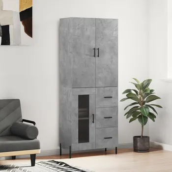 Příborník do zásuvky vidaXL Skříň highboard 69,5 x 34 x 180 cm kompozitní dřevo [3195969] Barva: Betonová šedá