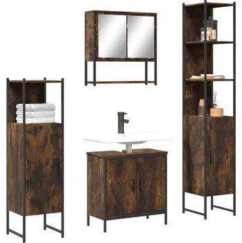 Koupelnový nábytek vidaXL 4dílný set koupelnového nábytku kompozitní dřevo [3214711] Barva: kouřový dub