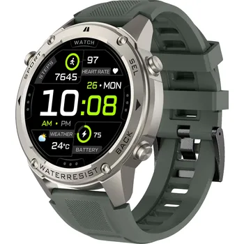 Chytré hodinky Aligator Watch GPS stříbrné se zeleným silikonovým řemínkem