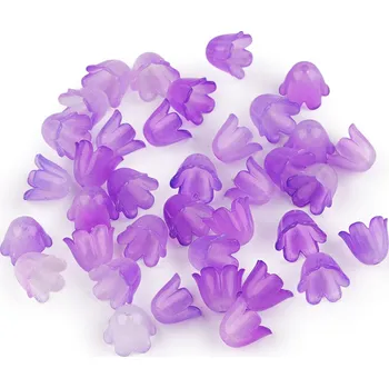 Plastové korálky zvoneček / sukýnka tónované 9x11 mm fialová 10 g